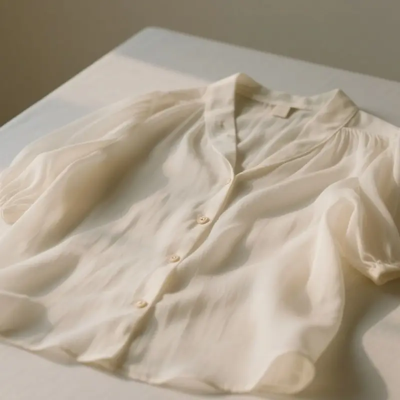 前開扣寬鬆雪紡衫